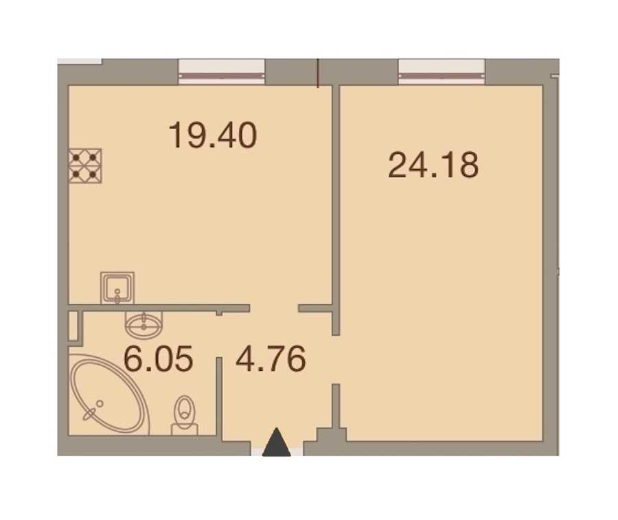 Однокомнатная квартира в : площадь 54.39 м2 , этаж: 3 – купить в Санкт-Петербурге